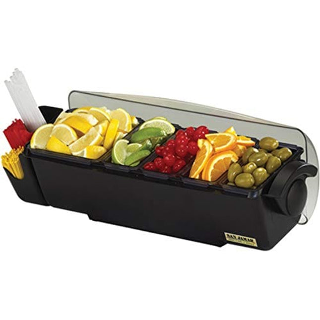 San Jamar BD4005S 9 Piece The Dome Garnish Center, 4qt Capacity, 22" Length x 7-1/2" Width x 8-1/2" Height