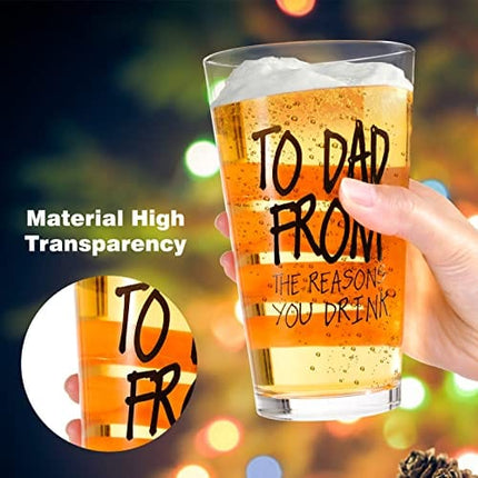 Gifts for Dad Men,Beer Glass Dad Gifts from Daughter Son Wife,Funny Xmas Stocking Stuffers,Birthday Valentines Day Dad Gifts for Husband Boyfriend Grandpa Father in Law,16 OZ