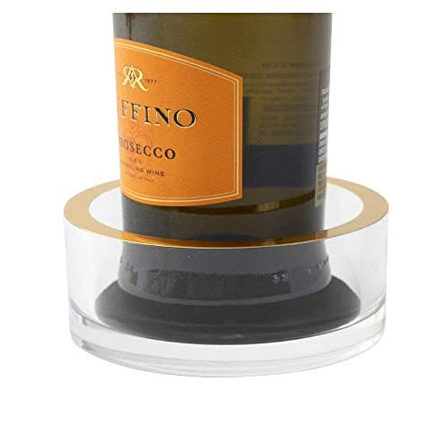 Caspari Acrylic Wine Bottle Coaster in Clear with Gold Rim - Set of 2
