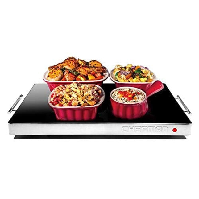 Chefman Electric Warming Tray with Adjustable Temperature Control, Perfect For Buffets, Restaurants, Parties, Events, and Home Dinners, Glass Top Large 21” x 16” Surface Keeps Food Hot – Black