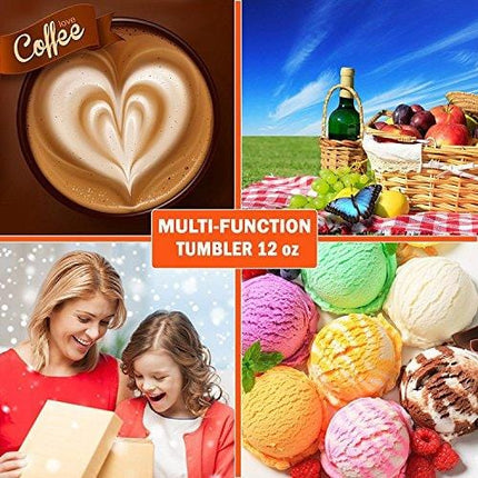 Stainless Steel Stemless Wine Tumbler 2 Pack 12 oz - Double Wall Vacuum Insulated Wine Tumbler with Lids and Straws Set of Two for Coffee, Wine, Cocktails, Ice Cream - Powder Coated Teal