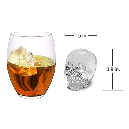 Small Whiskey Ice Ball Mold Skull, 2-Set 8 Small Sphere Ice Cube Molds,1.9x1.6 Inch Small Round Ice Cube Molds, Small Ice Cube Sphere, Small Sphere Ice Cubes, Food-Grade Easy Release Reusable Silicone
