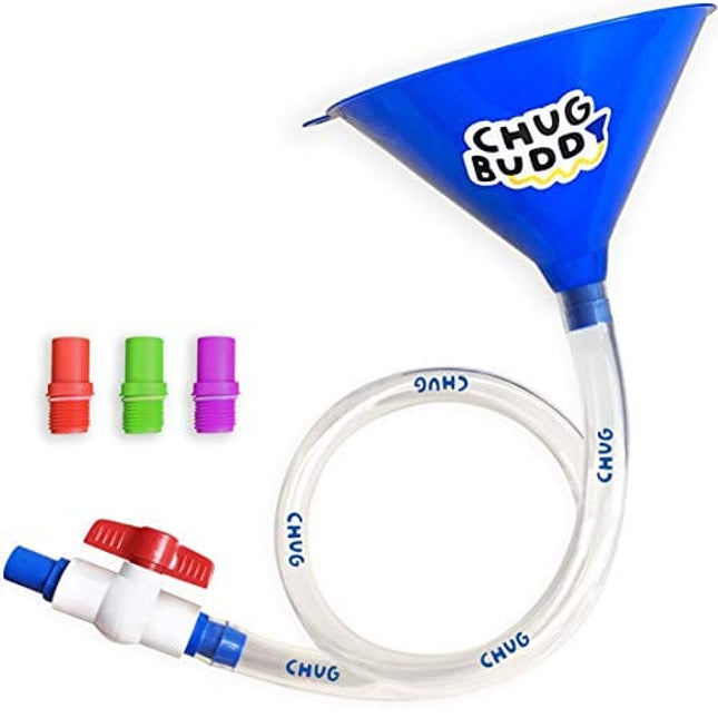 Chug Buddy Beer Bong, Beer Funnel with Hose, Drinking Funnel, Beer Bongzilla Funnel Bachelor Party Games, 4 Interchangeable Mouth Pieces, Long Funnel 3ft Tube, Beer Stick College Party, Drinking Games