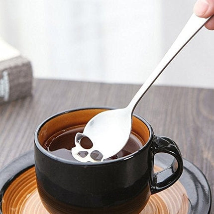 304 Stainless Steel Skull Sugar Spoon Dessert?Tea ?Coffee Stirring Spoon Set of 6 (Black) (Black)