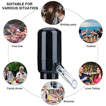 CIRCLE JOY Electric Wine Aerator, Electric Wine Pourer, Automatic Wine Aerator Pourer, Battery Powered Wine Pourer, Automatic Wine Dispenser, Black