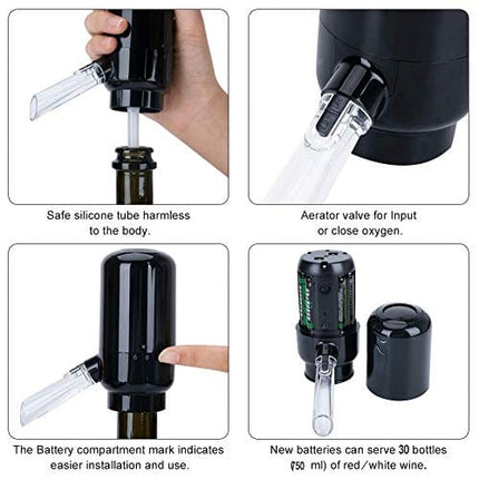 CIRCLE JOY Electric Wine Aerator, Electric Wine Pourer, Automatic Wine Aerator Pourer, Battery Powered Wine Pourer, Automatic Wine Dispenser, Black