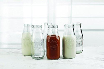 Circleware Country Milk Bottles Set of 6 Drinking Glasses Home and Kitchen Dairy Cow Glassware for Water, Juice, Beer, Bar Liquor Dining Beverage, Farmhouse Decor, 10.5 oz, Clear
