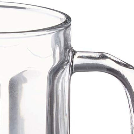 Circleware Glass Beer Mugs with Handle Set of 2 Heavy Base Fun Entertainment Glassware Beverage Drinking Cups for Water, Wine, Juice and Bar Dining Decor Novelty, 16.4 oz, Clear