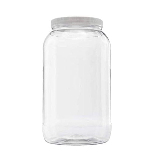 CLEARVIEW CONTAINERS 128 OZ Jar with Lid - Clear Plastic Jar with lid Leak proof Fresh seal lined ribbed cap Gallon Storage Container - 1 Pack