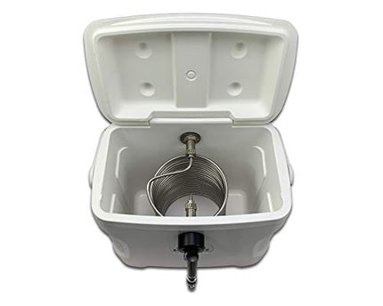 Coldbreak - CBJB30QT1T Jockey Box, 1 Tap, Stainless Pass Through, 30 Quart Cooler, 50' Coil, Stainless Steel Shanks, Includes Stainless Faucet, White (1T30MPT)
