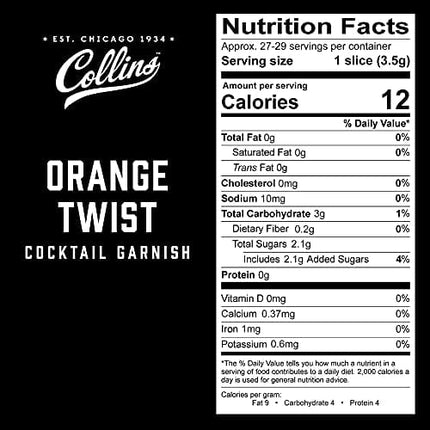 Collins 10 oz. Orange Twist in Syrup Garnishes, 10.9 Ounce (Pack of 1), Black