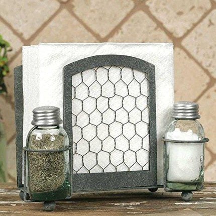 Chicken Wire Salt Pepper and Napkin Caddy