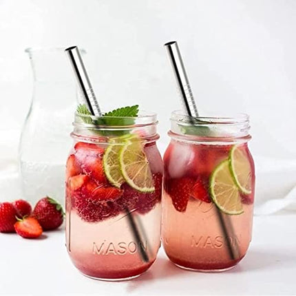 COLOROUND 2 Pack Regular Mouth Mason Jar Cup 16 oz with Bamboo Lids & Stainless Steel Straws Retro Drinking Glass Reusable Smoothie Juicing Cups with Lids for Juice Milkshake (Regular Mouth)