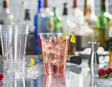 [100 Pack - 16 oz.] Crystal Clear PET Plastic Cups