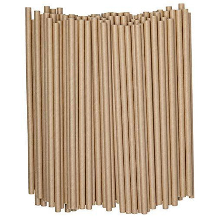 Kraft Paper Drinking Straws [200 Pack] 100% Biodegradable & Ink-free