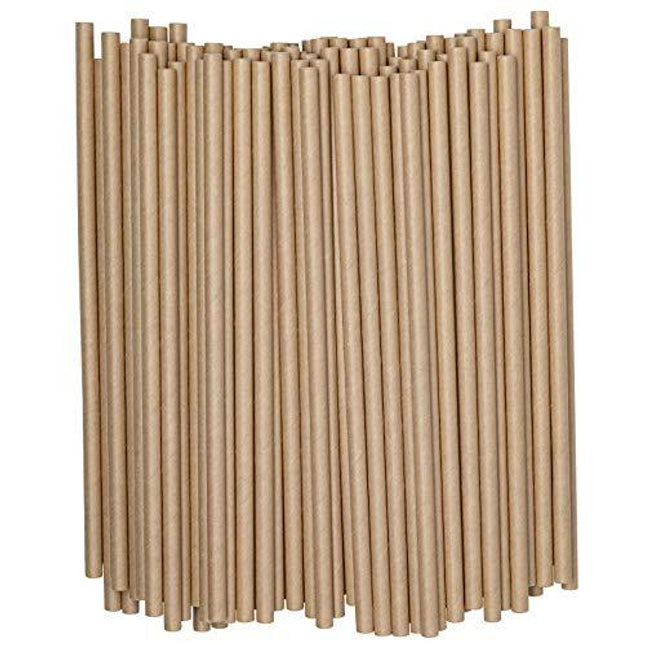 Kraft Paper Drinking Straws [200 Pack] 100% Biodegradable & Ink-free