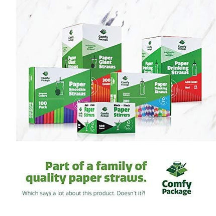 Paper Drinking Straws [200 Pack] 100% Biodegradable - Assorted Colors