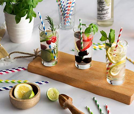 Paper Drinking Straws [200 Pack] 100% Biodegradable - Assorted Colors