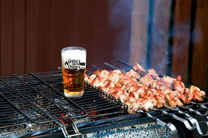 Funny Beer Glass Set For Men - Humorous Fathers Day Gift For Men - Best Dad Or Stepdad Gift for Summer Grilling, Valentines Day, Birthday, Christmas - Beer Glass Grill Accessories