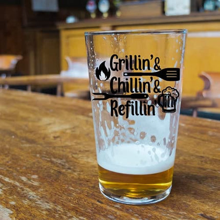 Funny Beer Glass Set For Men - Humorous Fathers Day Gift For Men - Best Dad Or Stepdad Gift for Summer Grilling, Valentines Day, Birthday, Christmas - Beer Glass Grill Accessories