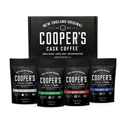 Bourbon Barrel Aged Coffee Whole Bean Set, Single Origin Sumatra Whiskey, Ethiopian Rye, Rwanda Rum Roasted Coffee Beans (Whole Bean)