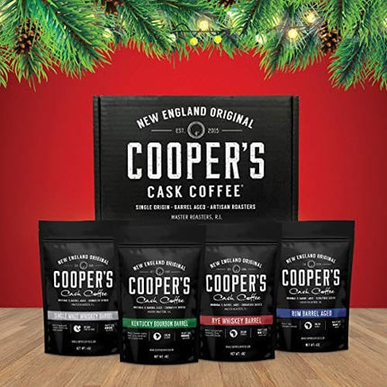 Bourbon Barrel Aged Coffee Whole Bean Set, Single Origin Sumatra Whiskey, Ethiopian Rye, Rwanda Rum Roasted Coffee Beans (Whole Bean)