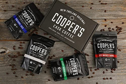 Bourbon Barrel Aged Coffee Whole Bean Set, Single Origin Sumatra Whiskey, Ethiopian Rye, Rwanda Rum Roasted Coffee Beans (Whole Bean)