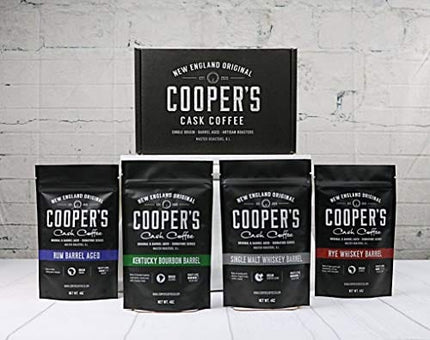 Bourbon Barrel Aged Coffee Whole Bean Set, Single Origin Sumatra Whiskey, Ethiopian Rye, Rwanda Rum Roasted Coffee Beans (Whole Bean)