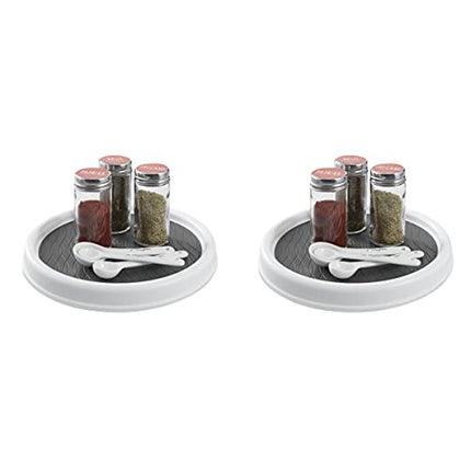 Copco Non-Skid Pantry Cabinet Lazy Susan Turntable, 9-Inch, White/Gray 2