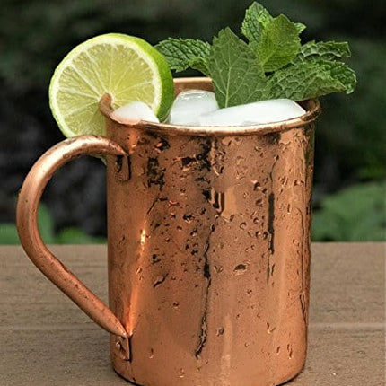 Copper Mules Moscow Mule PURE Copper Mug Handcrafted of 100% Pure THICK Copper - Straight Smooth Finish - RAW Copper Interior - Authentic and Strong Riveted Handle - Holds 16 ounces
