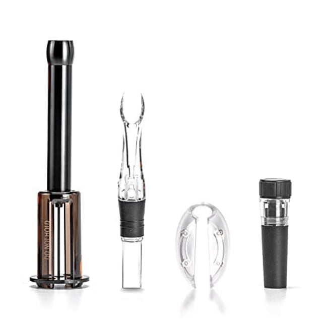 Cork Genius Wine Opener Set (4-Piece) with Wine Accessories - Includes Air Pump Bottle Opener, Bottle-Top Aerator, Wine Foil Cutter, and Vacuum Seal Wine Stopper - Premium Stainless Steel Materials