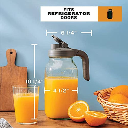 County Line Kitchen Glass Mason Jar Pitcher with Lid - Wide Mouth, 2 Quart (64 oz / 1.9 Liter) - Heavy Duty, Leak Proof - Sun & Iced Tea, Cold Brew Coffee, Flavored Water & More