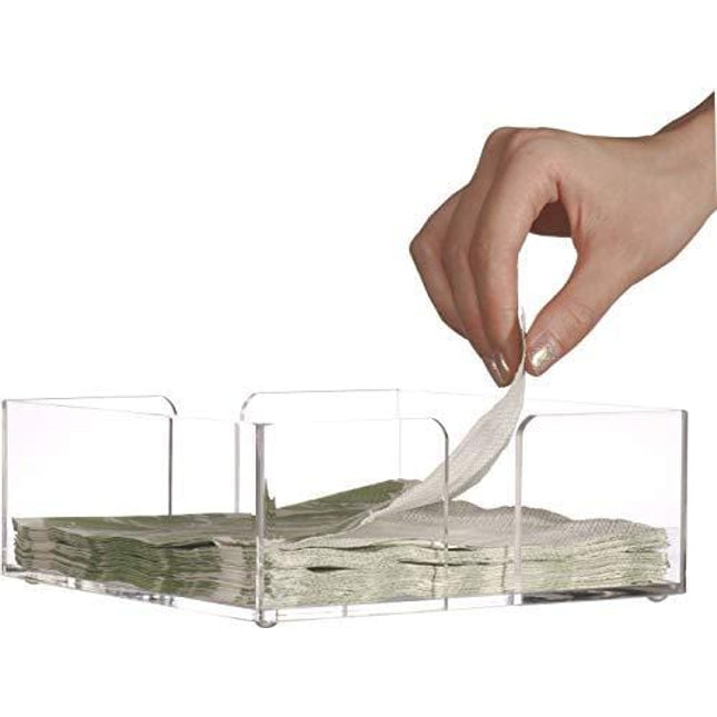 Cq acrylic Clear Sticky Note Holder and Napkin Holder Rack,Towel Holder in Clear,Cocktail Napkin Holder,Freestanding Tissue Dispenser For Table,5.5"x 5.5"x 2.5"