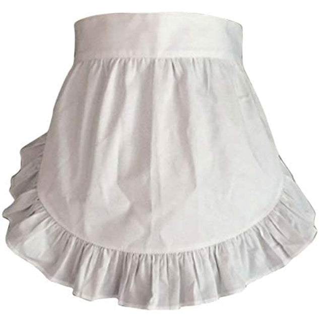 Waist Apron Kitchen Cooking Restaurant 100% Cotton Bistro Half Aprons with Pockets For Girl Woman (White)