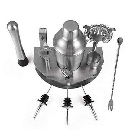Cresimo Home Cocktail Bar Set - Brushed Stainless Steel 12 Piece Professional Bar Tool Kit - 100% GUARANTEE AND WARRANTY. Includes Martini Shaker, Muddler, Strainer, Jigger and More!
