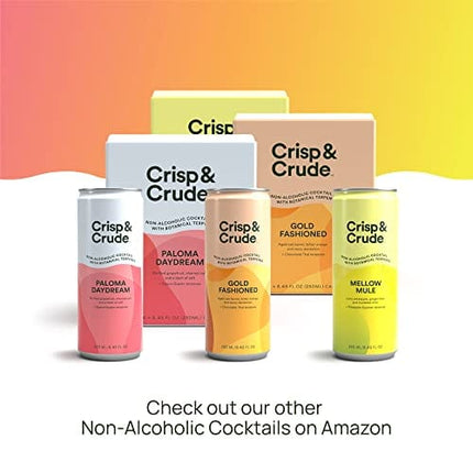 Crisp & Crude | Mellow Mule | Canned Non Alcoholic Cocktail | Botanicals | Low Calorie, Low Sugar, Vegan, Keto, Gluten Free, Safe to Drink While Pregnant | 12 Cans | 8.45 Fl Oz Each