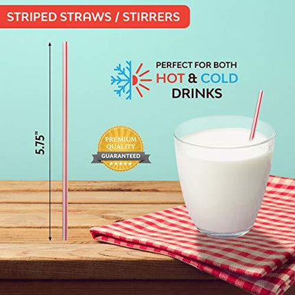 [500] Cocktail Straws Stirrers, Individually Wrapped (Paper Wrapped), These are 5.75" BPA Free Disposable Colored Cocktail/Coffee Stir Sticks.
