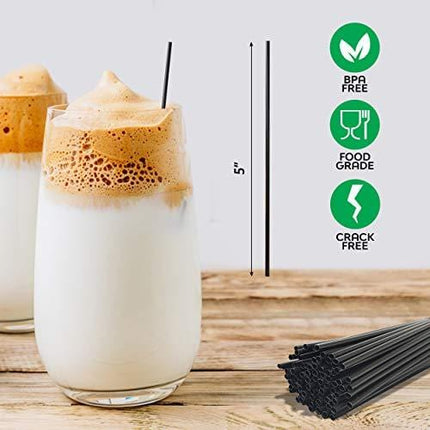 Coffee Stirrers Sticks, Disposable Plastic Drink Stirrer Sticks, 1000 Stirrers, One Of The Primary Bar Accessories For Drinks, Use It As A Coffee Straws Or A Cocktail Mixers, Black 5-Inch (Pack of 1)