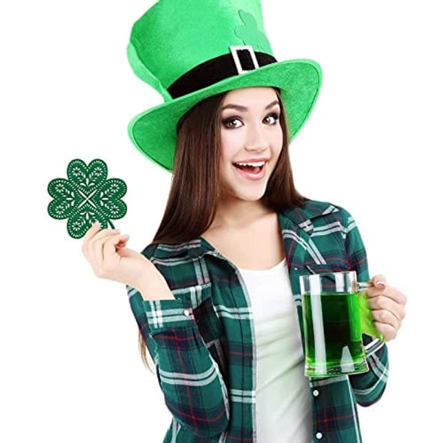 Non-Woven Green Shamrock Coasters St. Patrick's Day Drink Coasters (24 Pack)