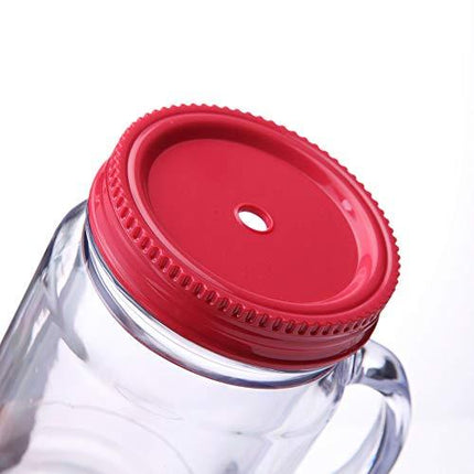 Cupture Double Wall Insulated Plastic Mason Jar Tumbler Mug with Striped Straws - 20 oz, 3 Pack