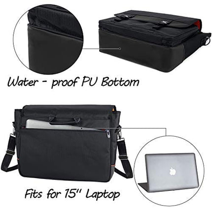 CURMIO Bartender Kit Travel Bag with Padded Compartments for Wine Bottles, Messenger Bag for Bar Tools Set, Perfect for Home Indoor Outdoor Patio Party, Black (Bag ONLY, Patent Pending)