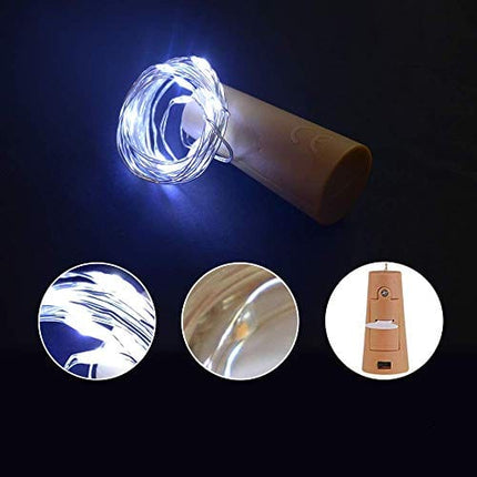 CUUCOR Cork Wine Bottle Lights,12 Pack Battery Operated 20 LED Fairy Mini String Lights Copper Wire for DIY, Wedding Centerpiece, Party, Christmas, Halloween(Cool White)