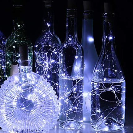 CUUCOR Cork Wine Bottle Lights,12 Pack Battery Operated 20 LED Fairy Mini String Lights Copper Wire for DIY, Wedding Centerpiece, Party, Christmas, Halloween(Cool White)