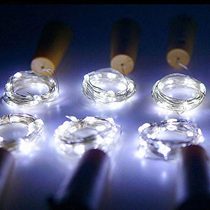 CUUCOR Cork Wine Bottle Lights,12 Pack Battery Operated 20 LED Fairy Mini String Lights Copper Wire for DIY, Wedding Centerpiece, Party, Christmas, Halloween(Cool White)