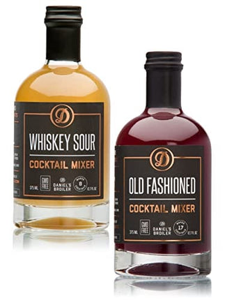 Daniel’s Broiler Cocktail Mixer Collection: Old Fashioned & Whiskey Sour. Straight from our Steakhouse. Just Add Spirits & Garnish, Craft Cocktail Mixers made in Small Batches (2/375 ml bottles)
