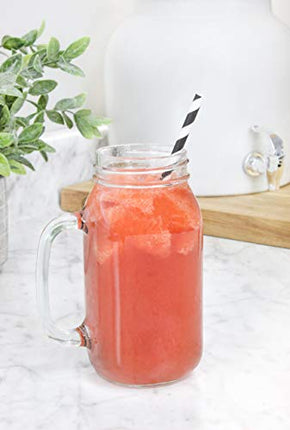Darware Mason Jar Mugs with Handles (24oz, 4-Pack); Glass Drinking Glasses for Cold Beverages, Decoration, Storage, Party Favors, Cocktails, Floats, Centerpieces and more