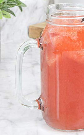 Darware Mason Jar Mugs with Handles (24oz, 4-Pack); Glass Drinking Glasses for Cold Beverages, Decoration, Storage, Party Favors, Cocktails, Floats, Centerpieces and more