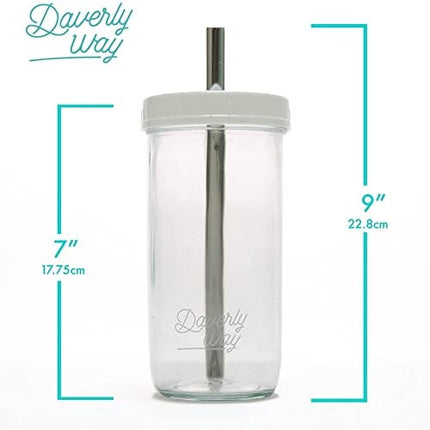 Daverly Way Reusable Boba Bubble Smoothie Cups With 4 Lids And 2 Metal Reusable Straws And Straw Cleaner In Fun Gift Box (2-pack, 24oz Each)