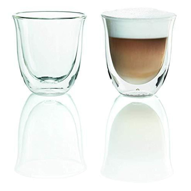 DeLonghi Double Walled Thermo Cappuccino Glasses, 6 fl oz, Set of 2 -