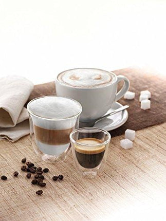DeLonghi Double Walled Thermo Cappuccino Glasses, 6 fl oz, Set of 2 -